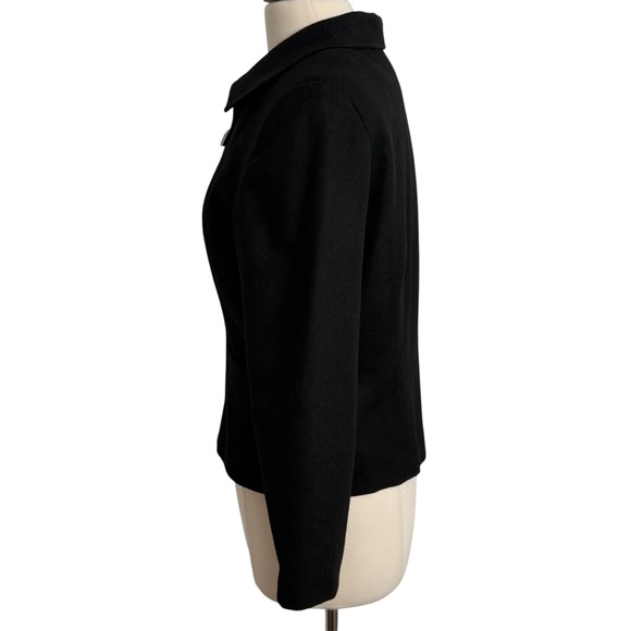 Sag Harbor Petite Women's Long Sleeve, Front Zipper Closure Blazer Jacket, Black - Picture 4 of 8
